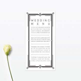 Art Deco Table Menu - Wedding Stationery Art Deco Table Menu