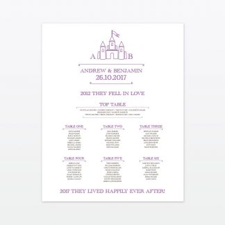 Fairytale Table Number - Wedding Stationery Fairytale Table Plan