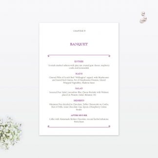 Fairytale Table Number - Wedding Stationery Fairytale Table Menu