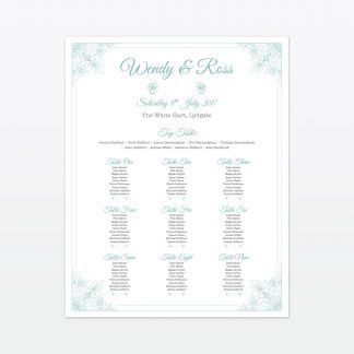 Vintage Chic Table Plan - Wedding Stationery Vintage Chic Table Plan