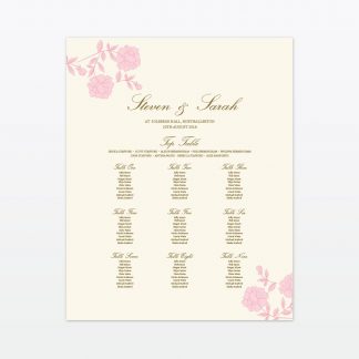 Vintage Rose Table Plan - Wedding Stationery Vintage Rose Table Plan