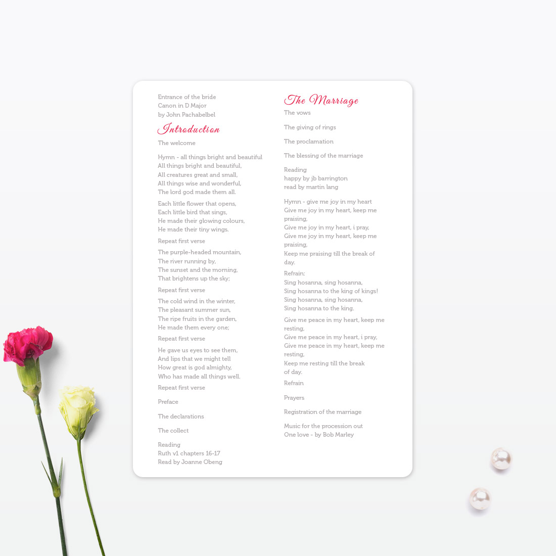 Viva Las Vegas Order of Service - Wedding Stationery Las Vegas Wedding Order Of Service Back