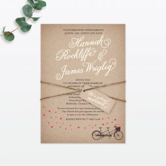 Hearts & Bicycles Wedding Invitation - Wedding Stationery Hearts & Bicycles Wedding Stationery