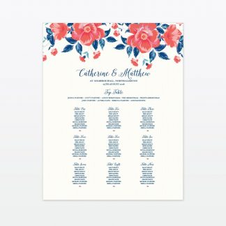 Vintage Floral Table Plan - Wedding Stationery Vintage Floral Table Plan