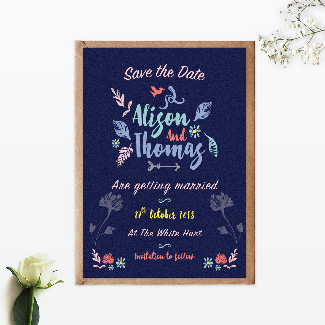 Flora and Fauna Save The Date - Wedding Stationery Flora and Fauna Save The Date