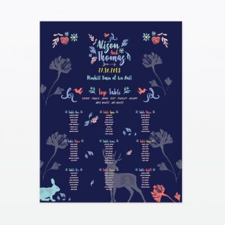 Flora and Fauna Table Plan - Wedding Stationery Flora and Fauna Table Plan