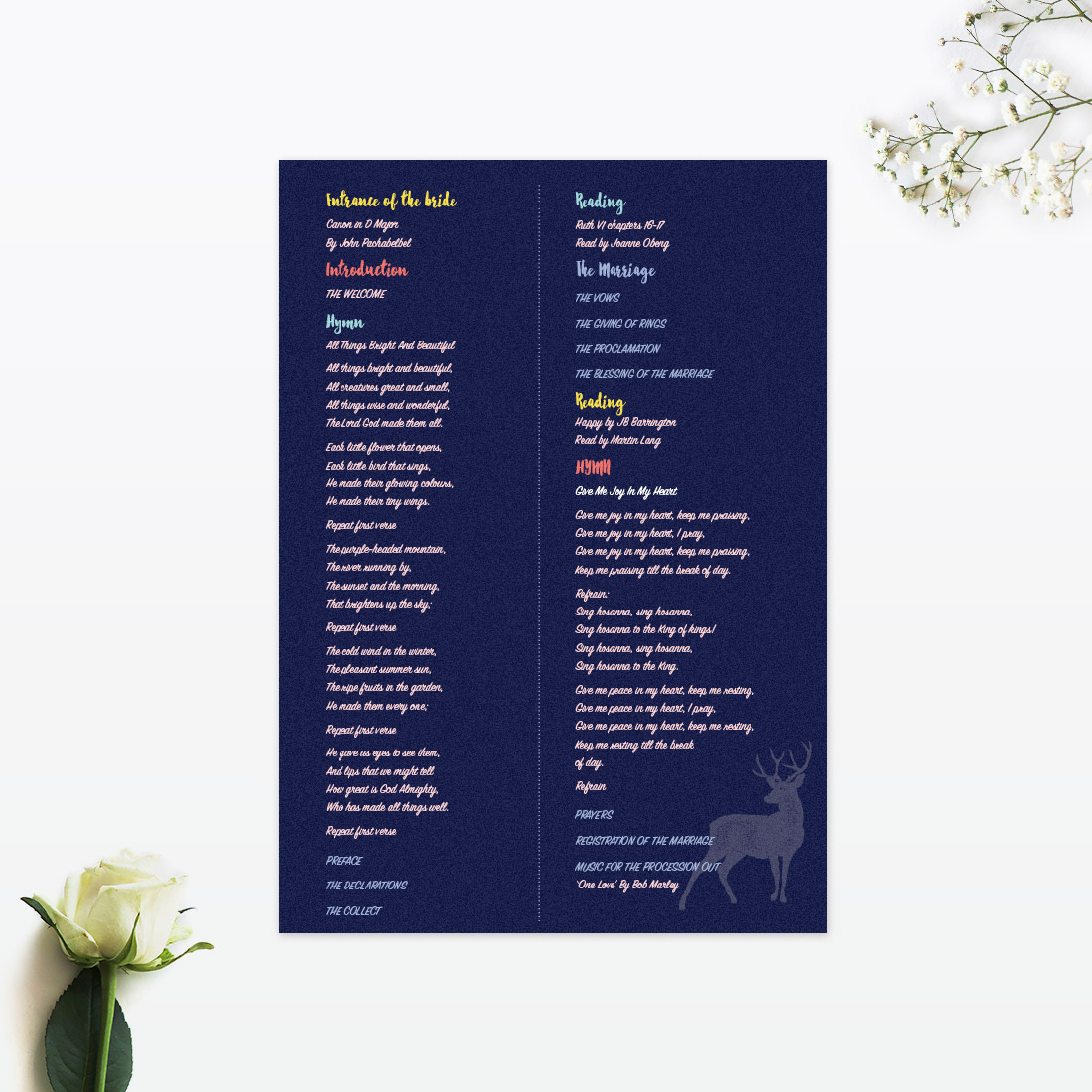 Flora and Fauna Order of Service - Wedding Stationery Flora and Fauna Order of Service - Image 2