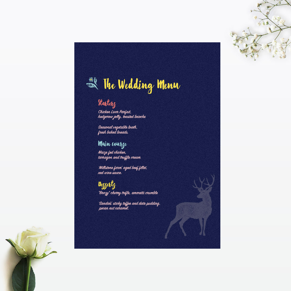 Flora and Fauna Table Menu - Wedding Stationery Flora and Fauna Table Menu - Image 2