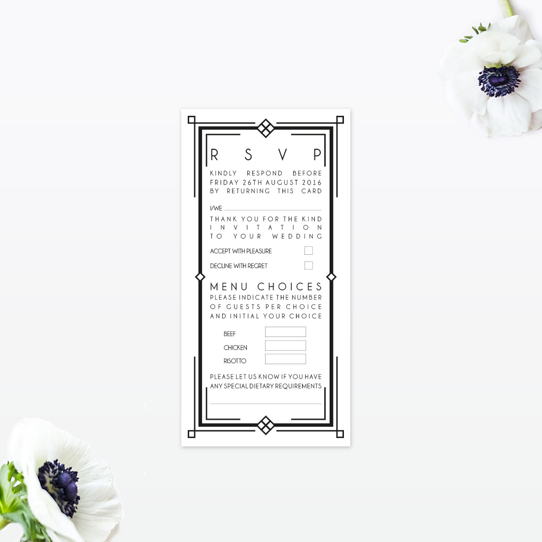 Art Deco RSVP - Wedding Stationery Art Deco RSVP