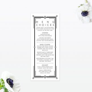 Art Deco Invitation Menu - Wedding Stationery Art Deco Invitation Menu