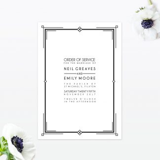 Art Deco Order Of Service - Wedding Stationery Art Deco Order Of Service