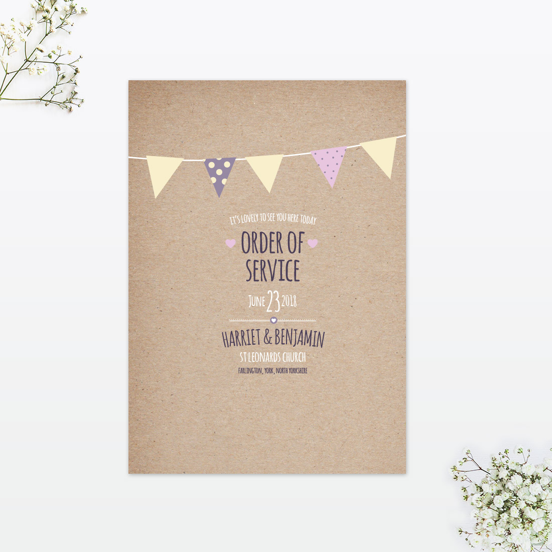 Country Bunting Order Of Service - Wedding Stationery Country Bunting Order Of Service
