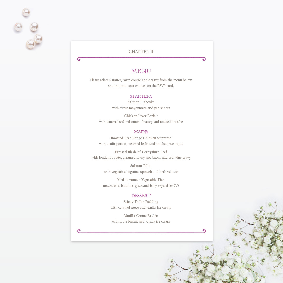 Fairytale Invitation Menu - Wedding Stationery Fairytale Invitation Menu