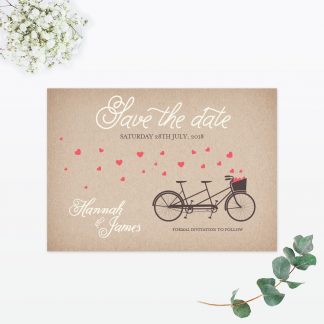 Hearts & Bicycles Save the Date - Wedding Stationery Hearts & Bicycles Save the Date