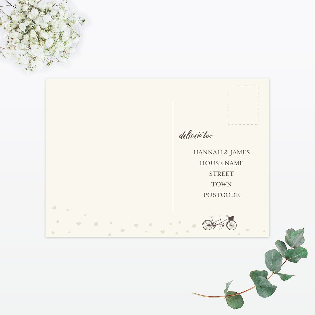 Heart & Bicycles Thank You Card - Wedding Stationery Heart & Bicycles Thank You Card - Image 2