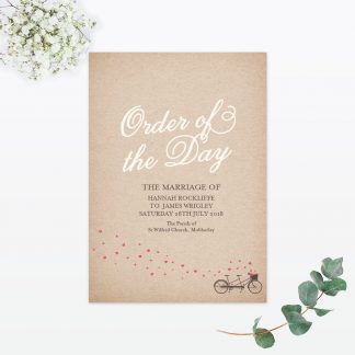 Hearts and Bicycles Order of the Day - Wedding Stationery Hearts and Bicycles Order of the Day