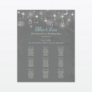 Hearts and Lanterns Table Plan - Wedding Stationery Hearts and Lanterns Table Plan
