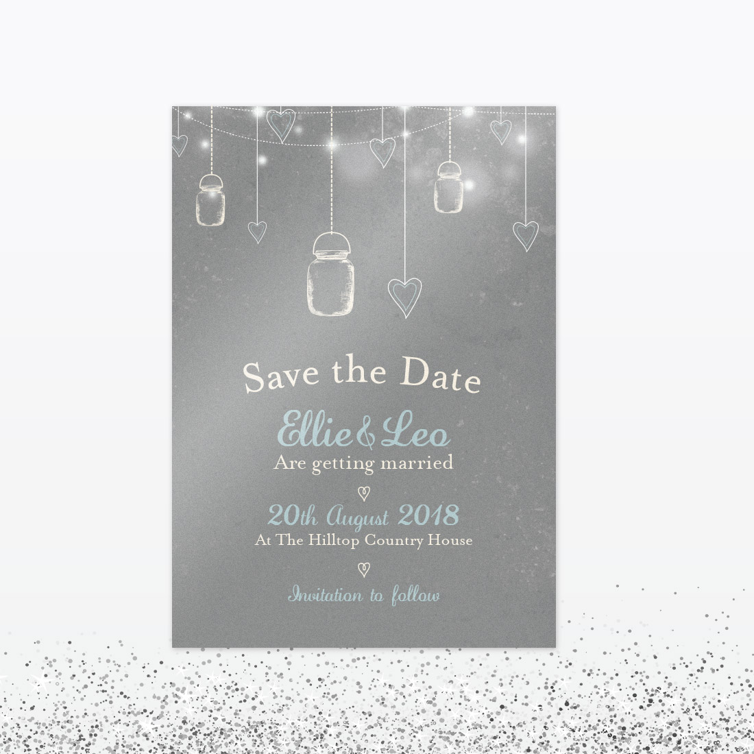 Hearts and Lanterns Save The Date - Wedding Stationery Hearts and Lanterns Save The Date
