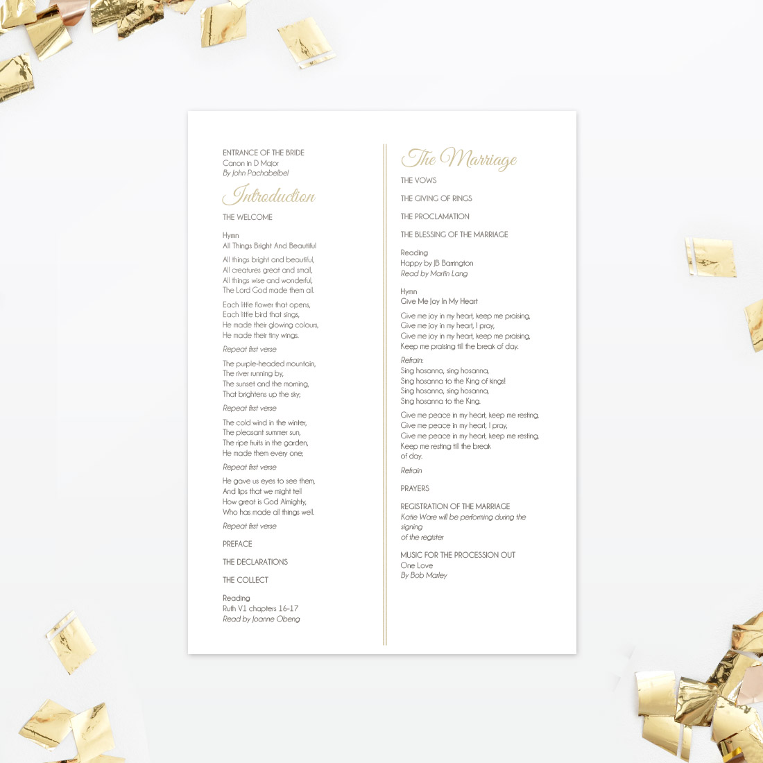 Hollywood Glamour Order Of Service - Wedding Stationery Hollywood Glamour Order Of Service - Image 2