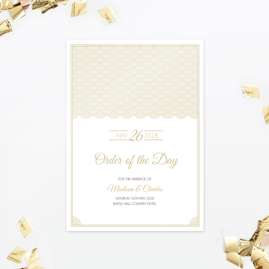 Hollywood Glamour Order of the Day - Wedding Stationery Hollywood Glamour Order of the Day