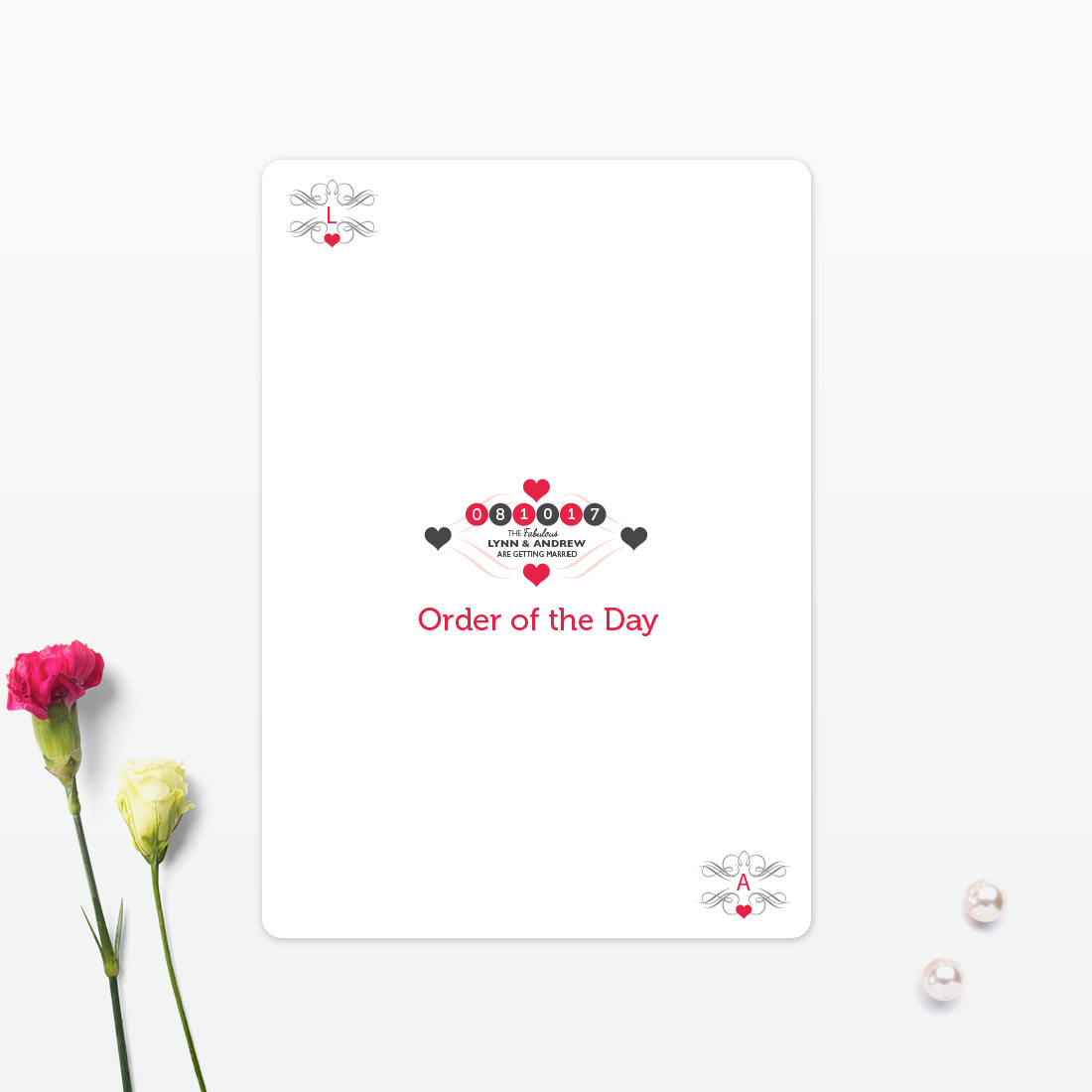 Viva Las Vegas Order of the Day - Wedding Stationery Viva Las Vegas Order of the Day