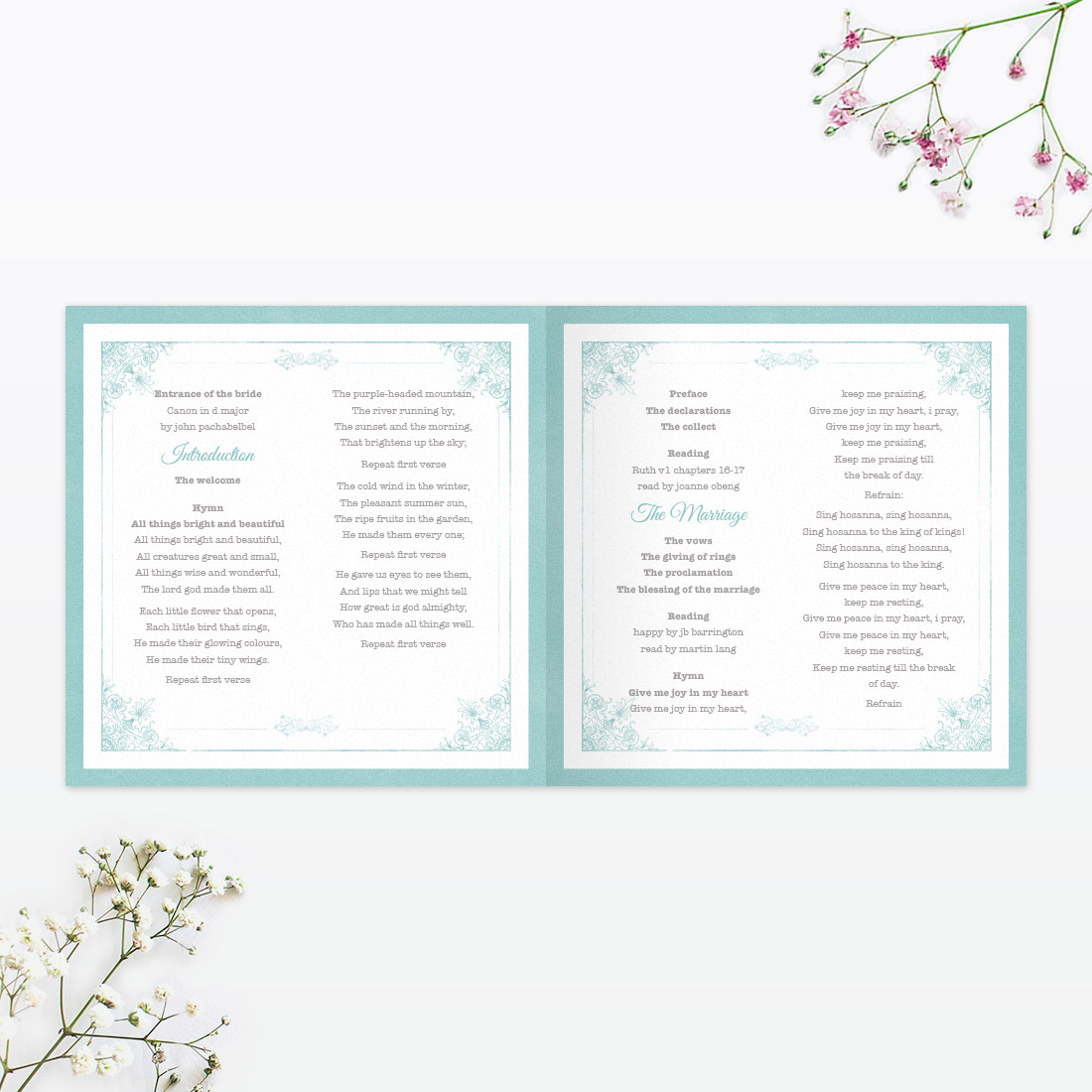 Vintage Chic Order of Service - Wedding Stationery Vintage Chic Order of Service - Image 2