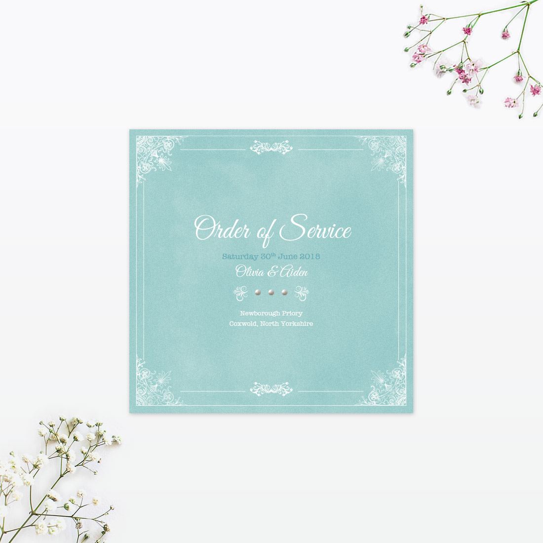 Vintage Chic Order of Service - Wedding Stationery Vintage Chic Order of Service