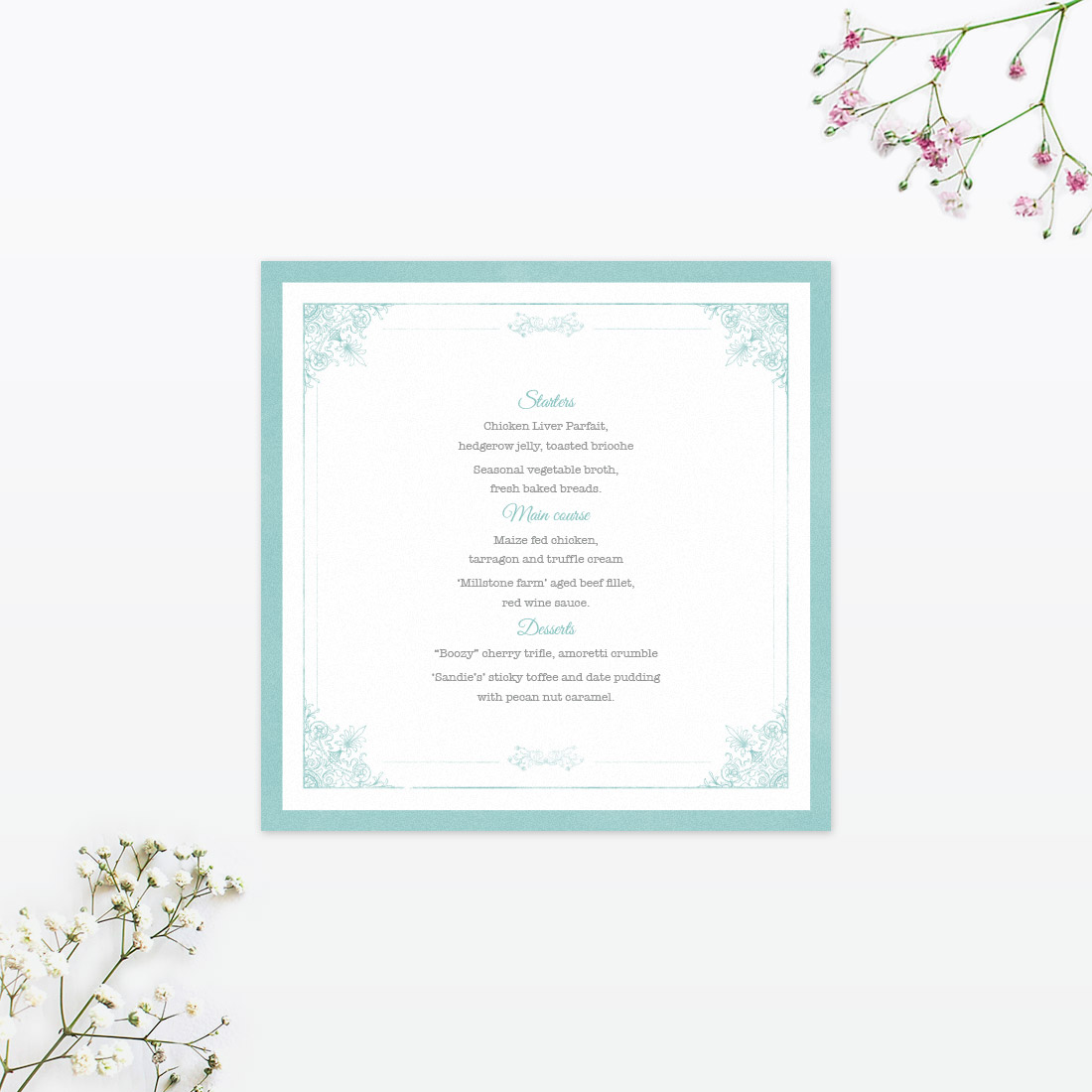 Vintage Chic Table Menu - Wedding Stationery Vintage Chic Table Menu - Image 2