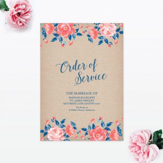 Vintage Floral Order of Service - Wedding Stationery Vintage Floral Order of Service
