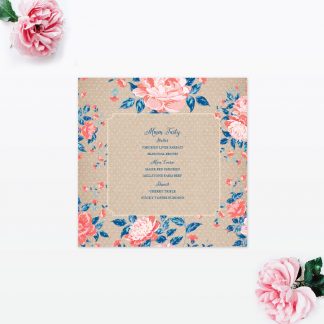 Vintage Floral Table Menu - Wedding Stationery Vintage Floral Table Menu