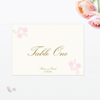 Vintage Rose Table Number - Wedding Stationery Vintage Rose Table Number