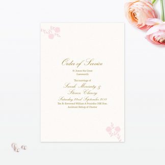 Vintage Rose Order of Service - Wedding Stationery Vintage Rose Order of Service