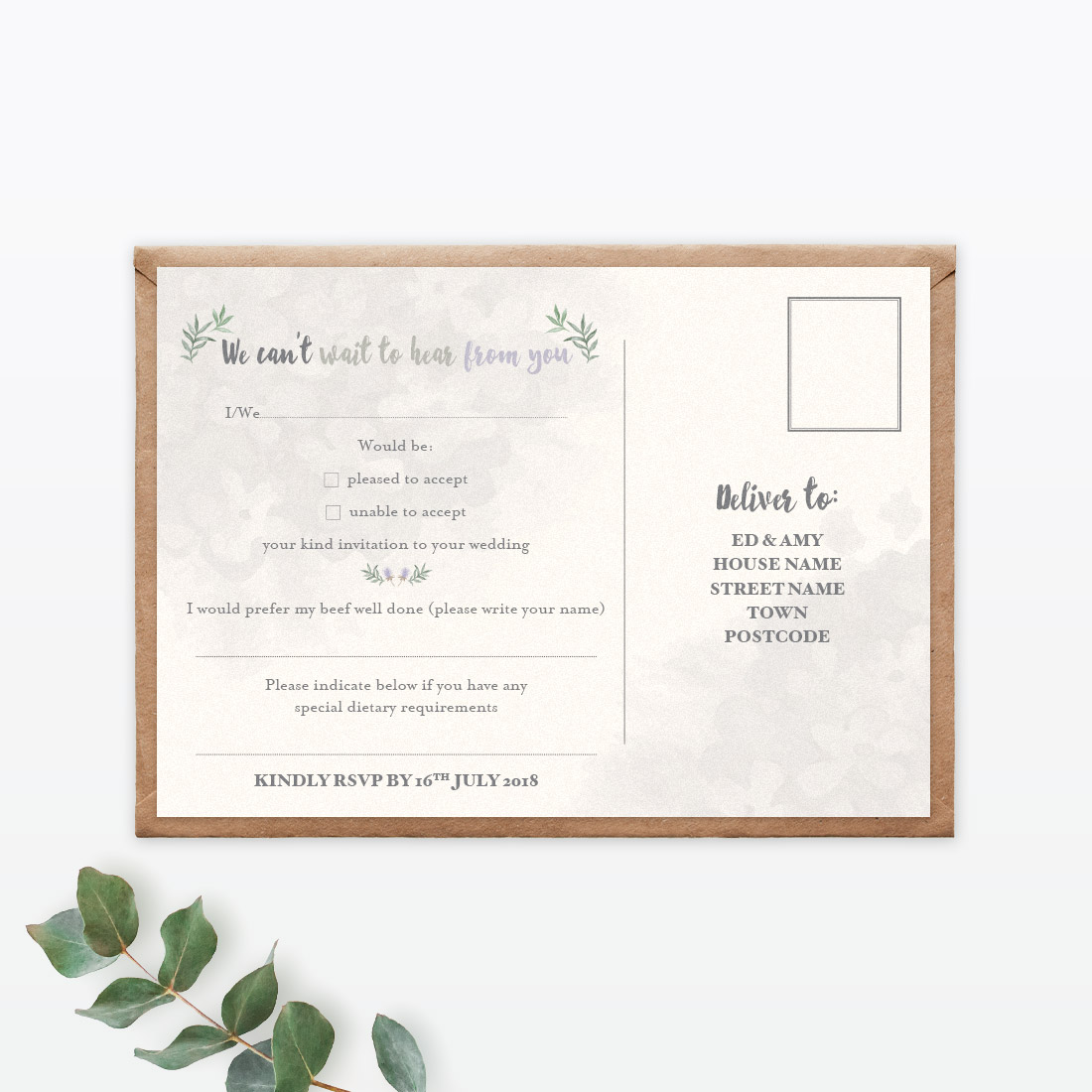 Watercolour Flora RSVP - Wedding Stationery Watercolour Flora RSVP - Image 2