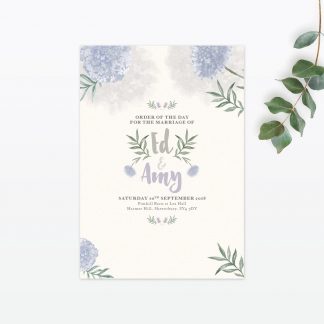 Watercolour Flora Invitation Menu - Wedding Stationery Watercolour Flora Order of the Day
