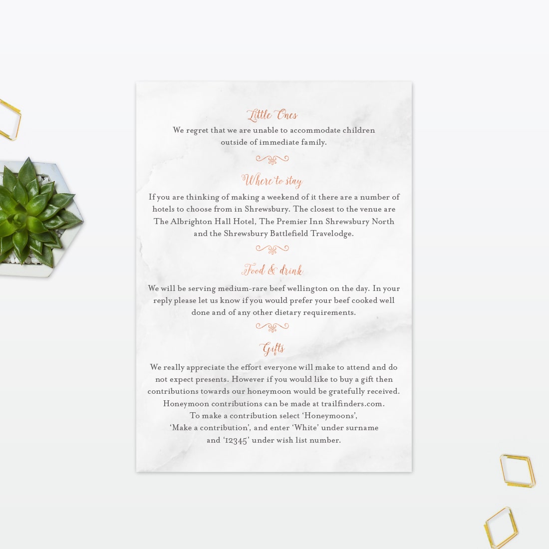 Geometric Additional Information - Wedding Stationery Wedding Information Card Geometric Foil Love Invited