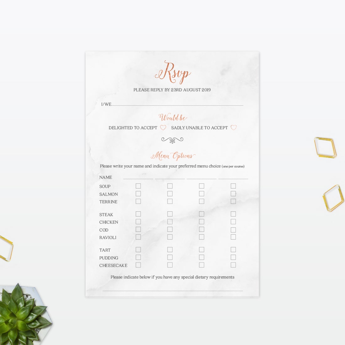 Geometric RSVP - Wedding Stationery Wedding Postcard RSVP Geometric Foil Love Invited