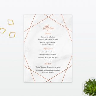 Wedding Table Menu Geometric Foil Love Invited