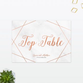 Wedding Table Numbers Geometric Foil Love Invited