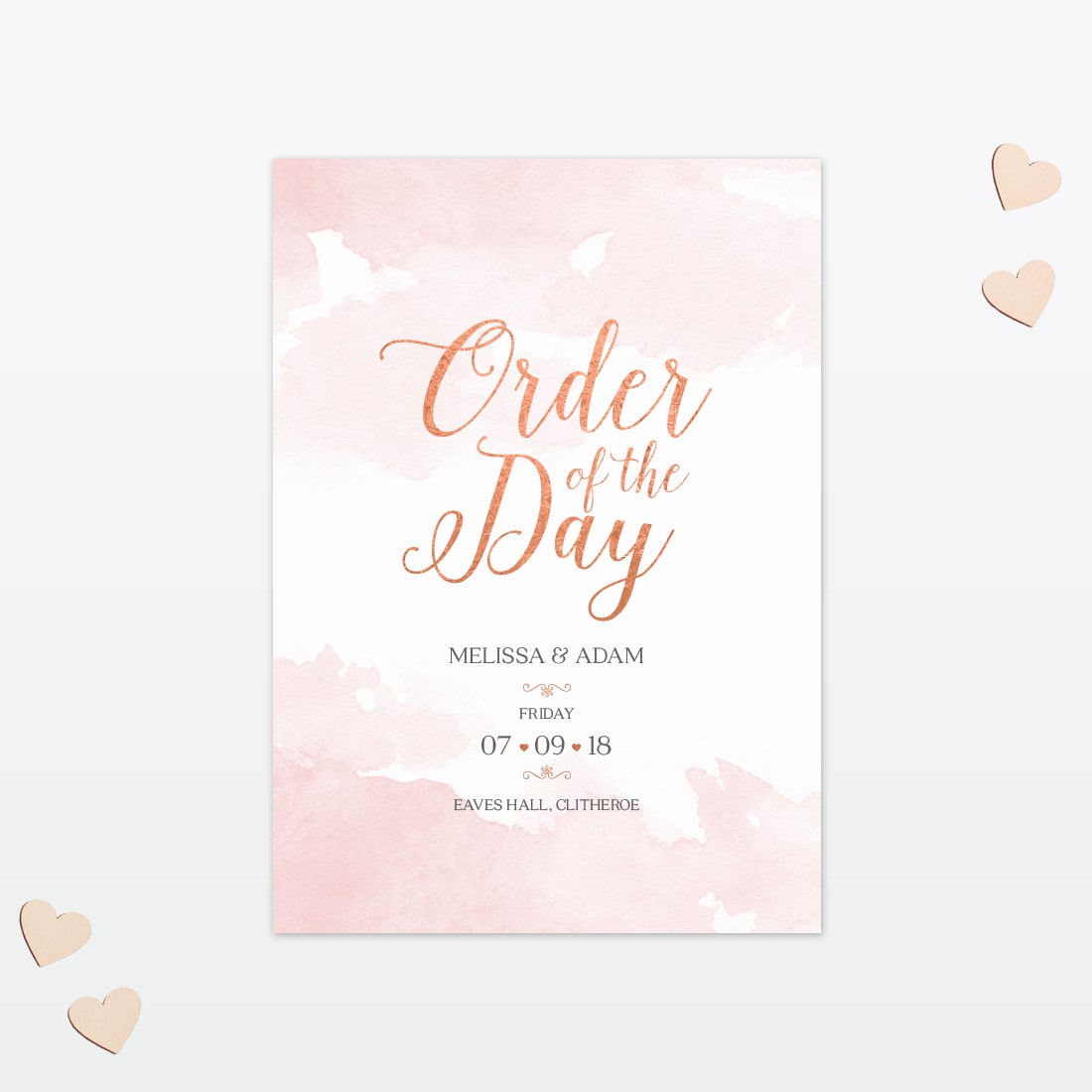 Sweetheart Order Of The Day - Wedding Stationery Wedding Order Of The Day Sweetheart Love Invited