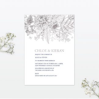 Beautiful Butterfly single card wedding invitation foil Love Invited