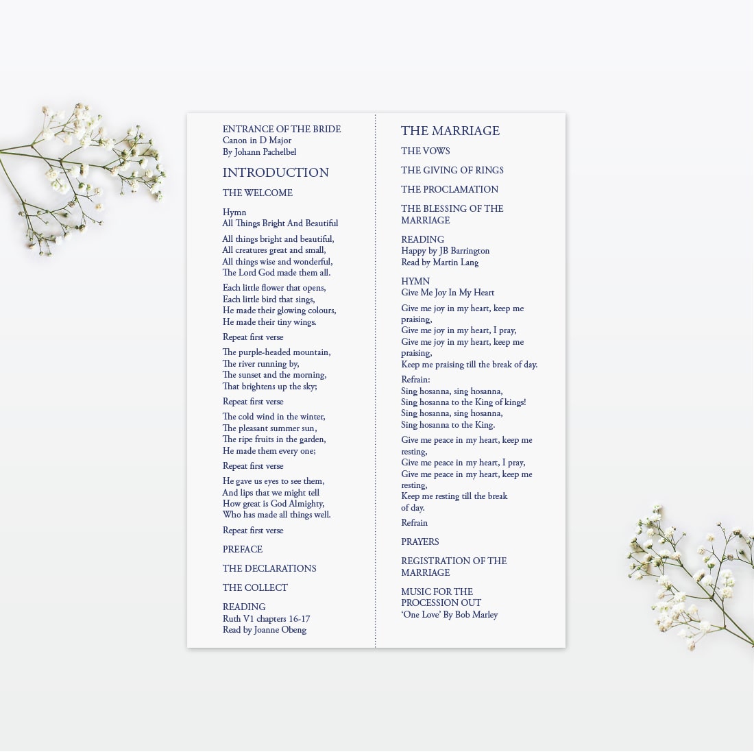 Beautiful Butterfly Order Of Service - Wedding Stationery Beautiful Butterfly wedding order of service Love Invited