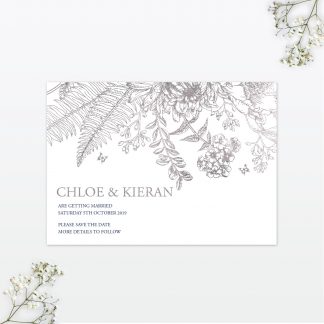 Beautiful Butterfly wedding save the date foil Love Invited