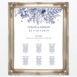 Beautiful Butterfly wedding printed table plan framed Love Invited