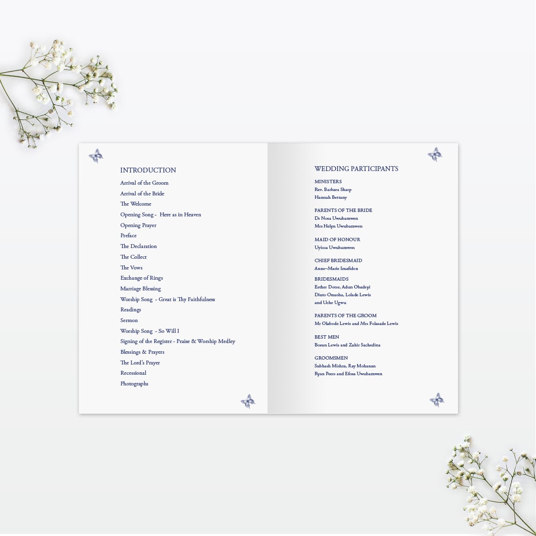 Beautiful Butterfly Order Of Service - Wedding Stationery Beautiful Butterfly 4 page wedding order of service Love Invited