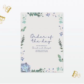 Botanical Wedding order of the day Love Invited