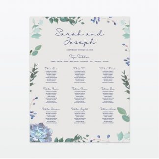 Botanical wedding printed table plan Love Invited