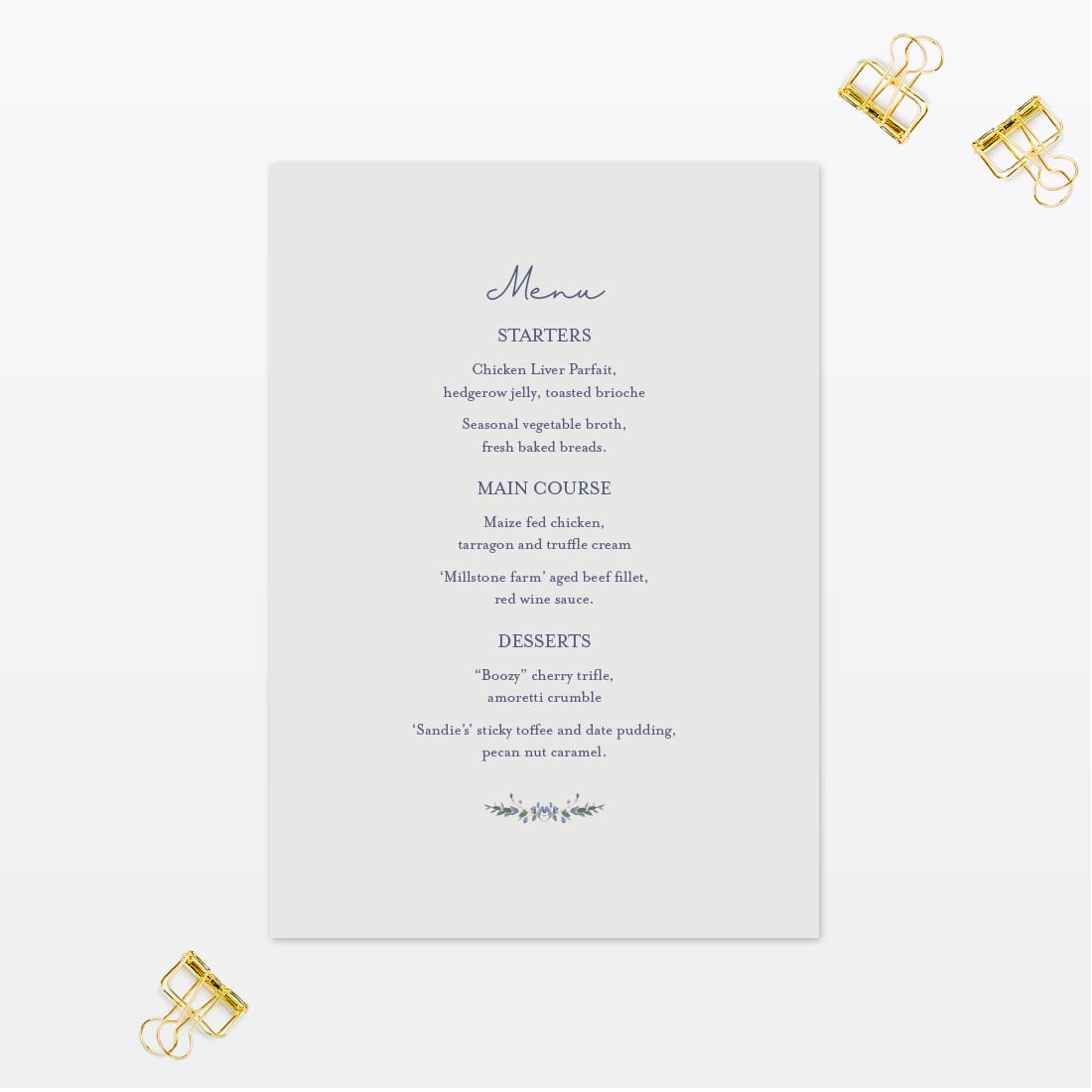 Botanical Table Menu - Wedding Stationery Botanical wedding table menu Love Invited