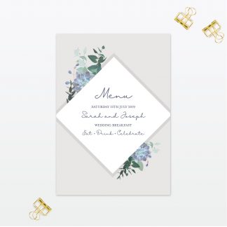 Botanical wedding table menu Love Invited