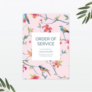 Love Birds Order Of Service - Wedding Stationery Love Birds wedding Order of service Love Invited