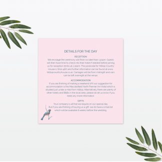 Love Birds Additional Information - Wedding Stationery Love Birds wedding additional information card Love Invited